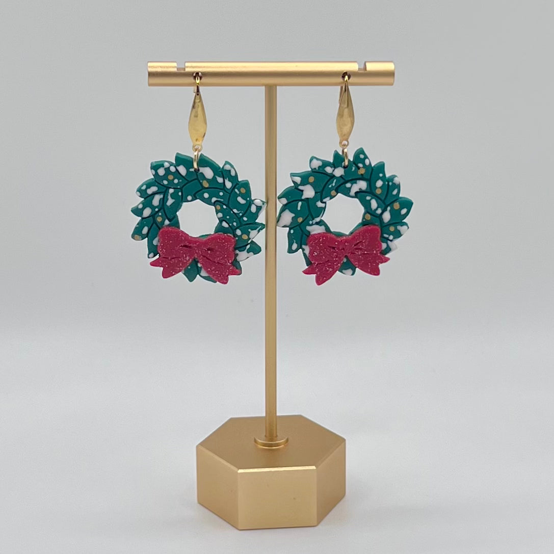 Christmas Wreath Polymer Clay Earrings