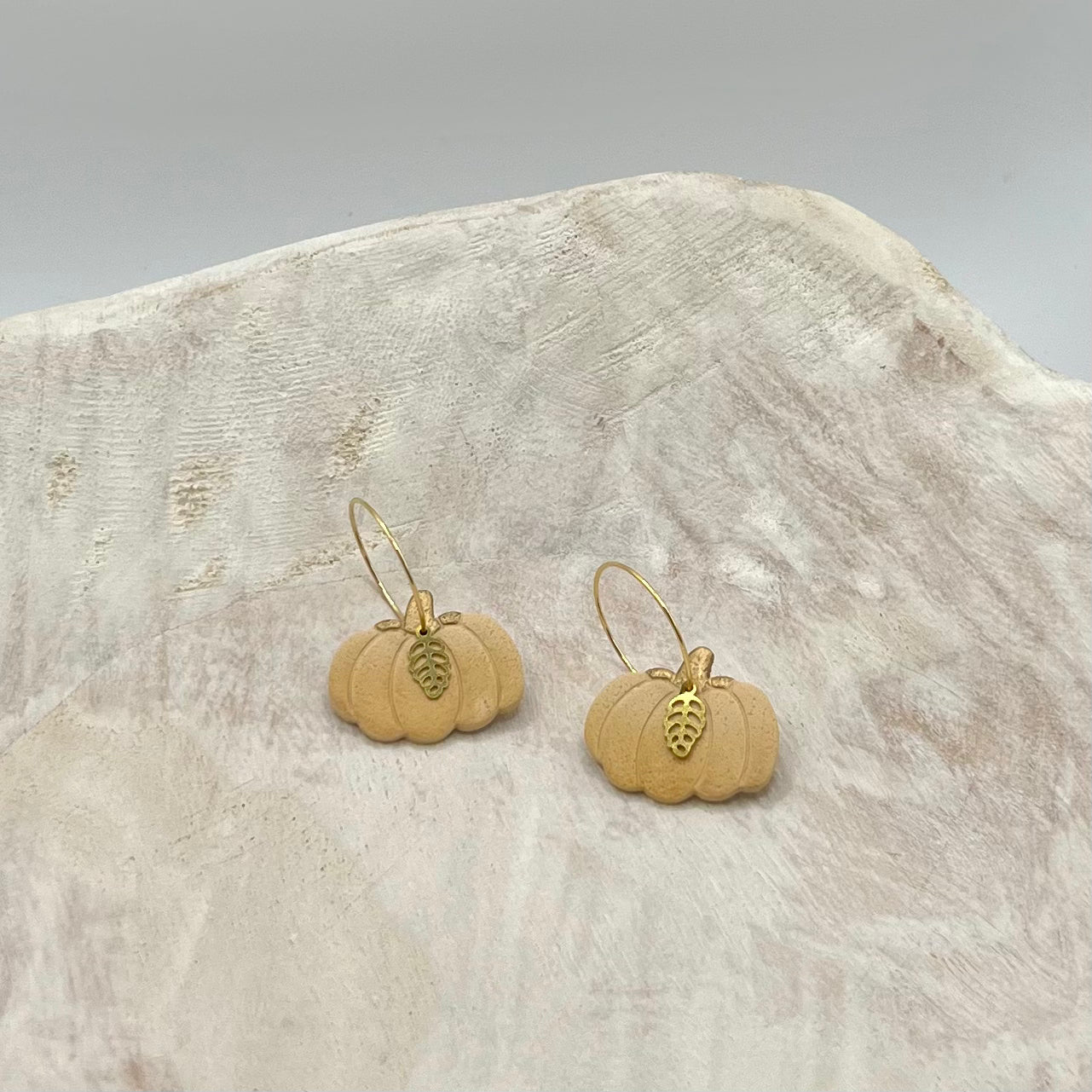 Pumpkin Polymer Clay Hoop Earrings