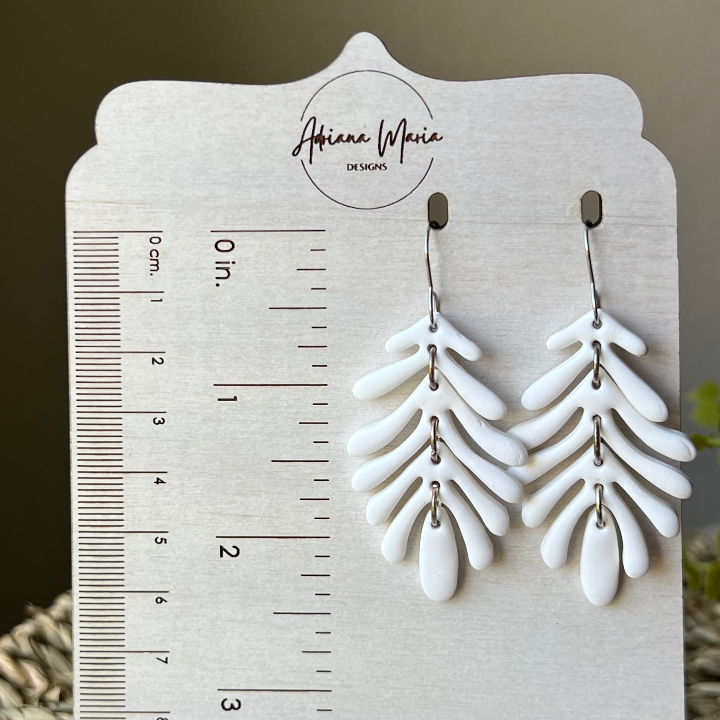 White Laminaria Polymer Clay Earrings