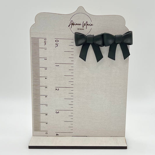 Polymer Clay Earrings - Large Black Bow Lightweight Studs