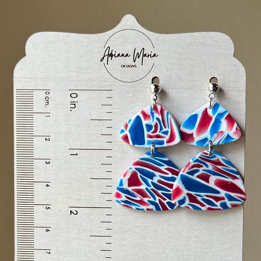 Red, White & Blue Translucent Polymer Clay Earrings