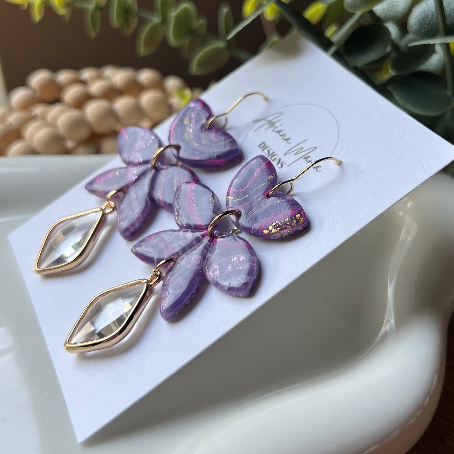 Dream In Purple: Agate Marbled Polymer Clay Statement Earrings