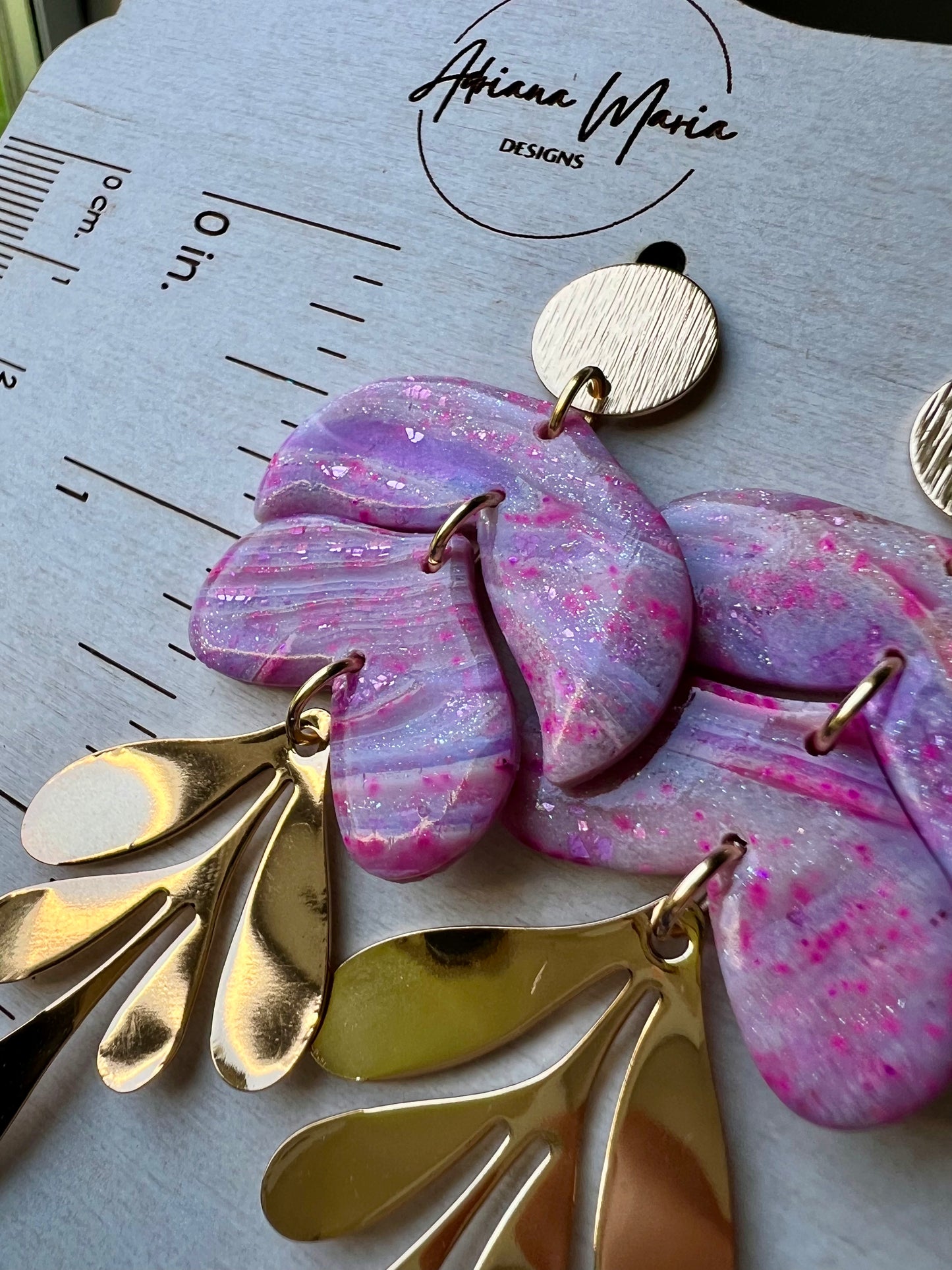 Pink & Purple Marbled Polymer Clay Earrings