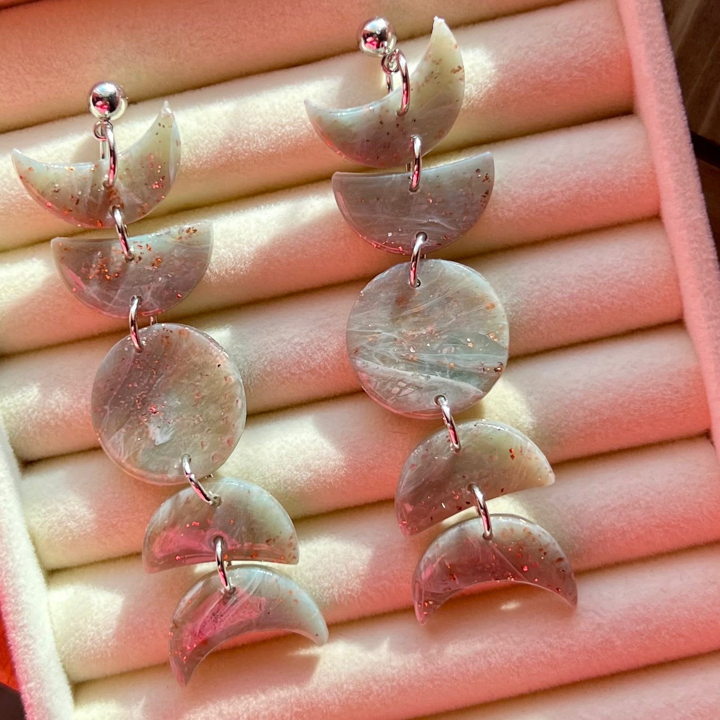 Ethereal Waves Collection: Moon Phase Polymer Clay Earrings