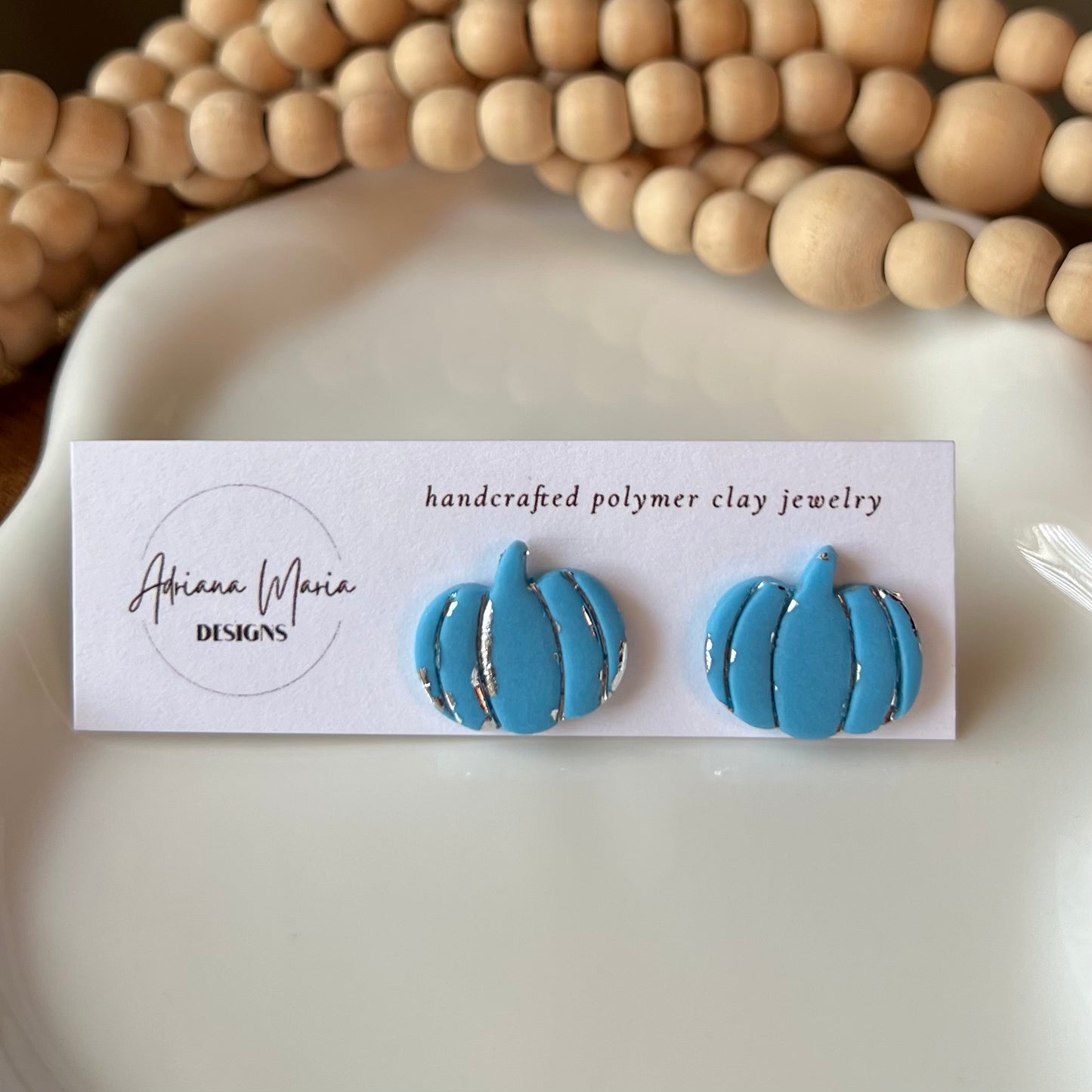 Metallic Vintage Inspired Pumpkin Clay Stud Earrings