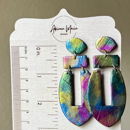 Polymer Clay Earrings - Bright Colorful Artsy Statement Lightweight Dangles