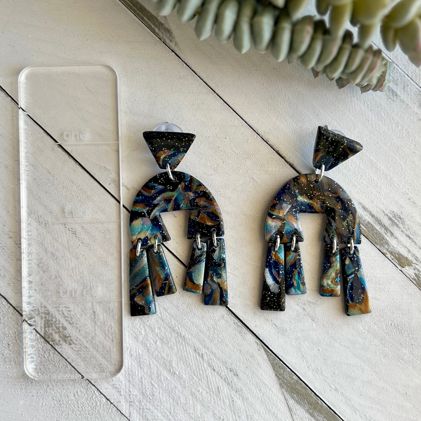 Dark Galaxy Polymer Clay Earrings