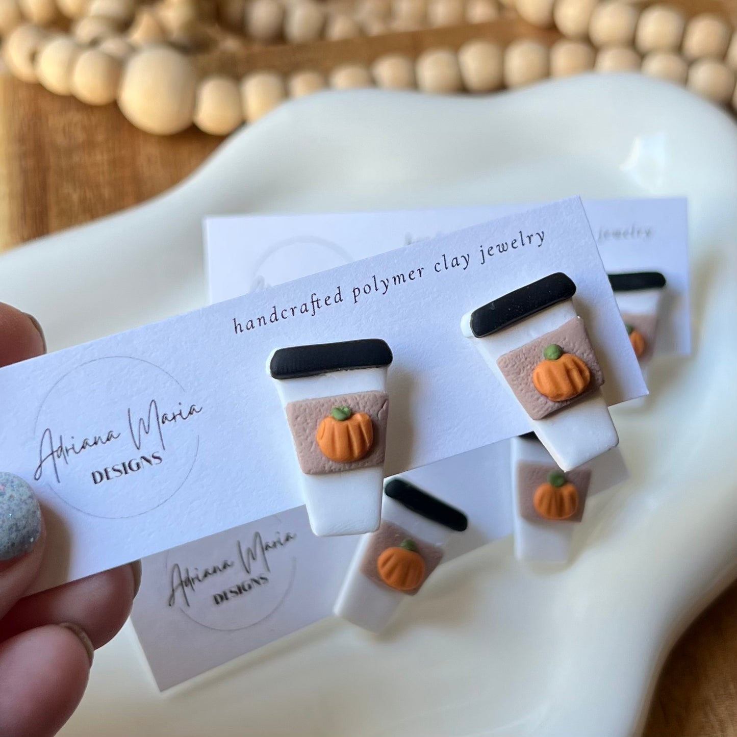 PSL Pumpkin Spice Latte Polymer Clay Stud Earrings