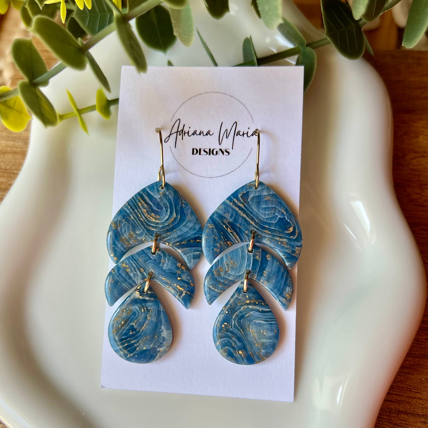 Blue Agate Polymer Clay Earrings