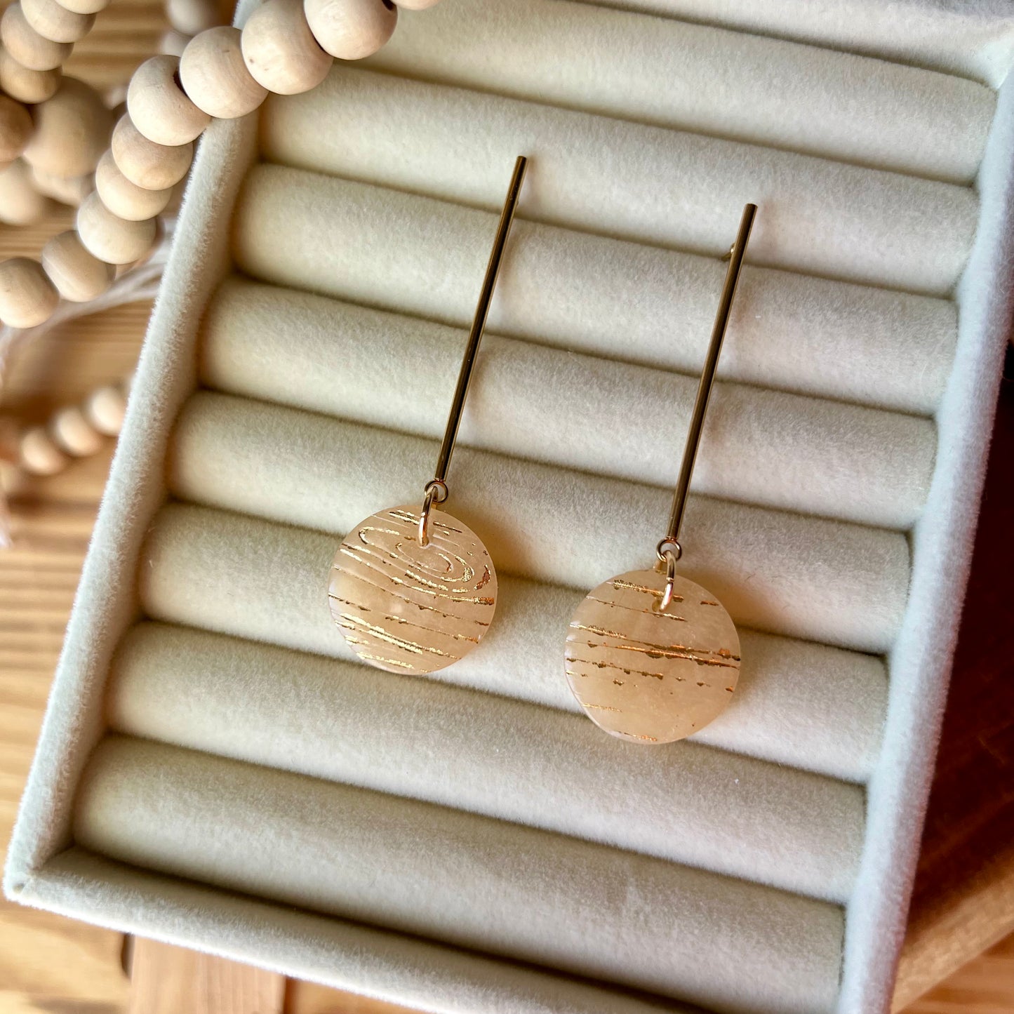 Beige Translucent Polymer Clay Earrings