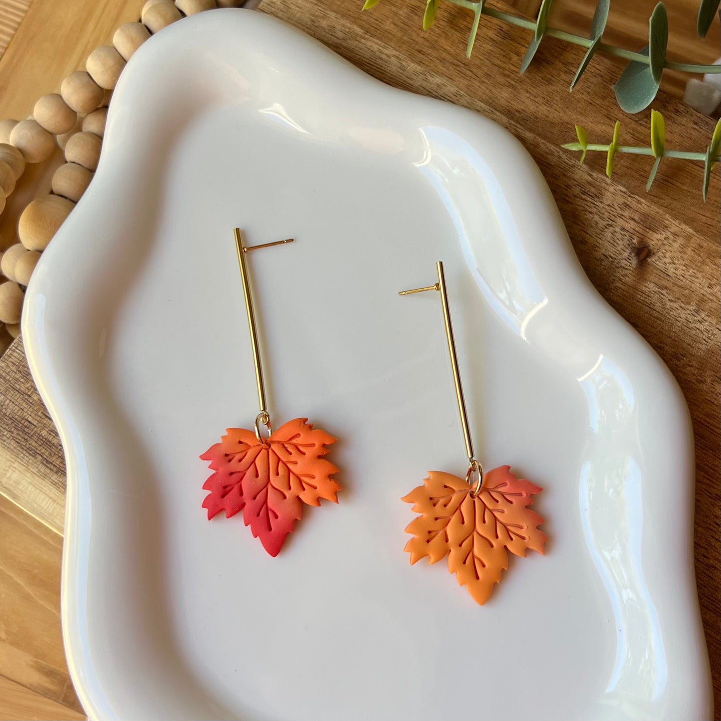 Maple Leaf Polymer Clay Earrings