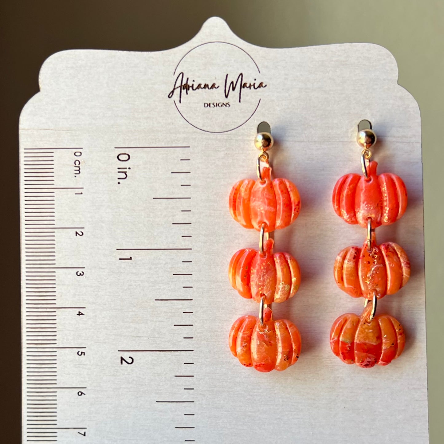 Autumn Sunset: Triple Pumpkin Polymer Clay Dangle Earrings