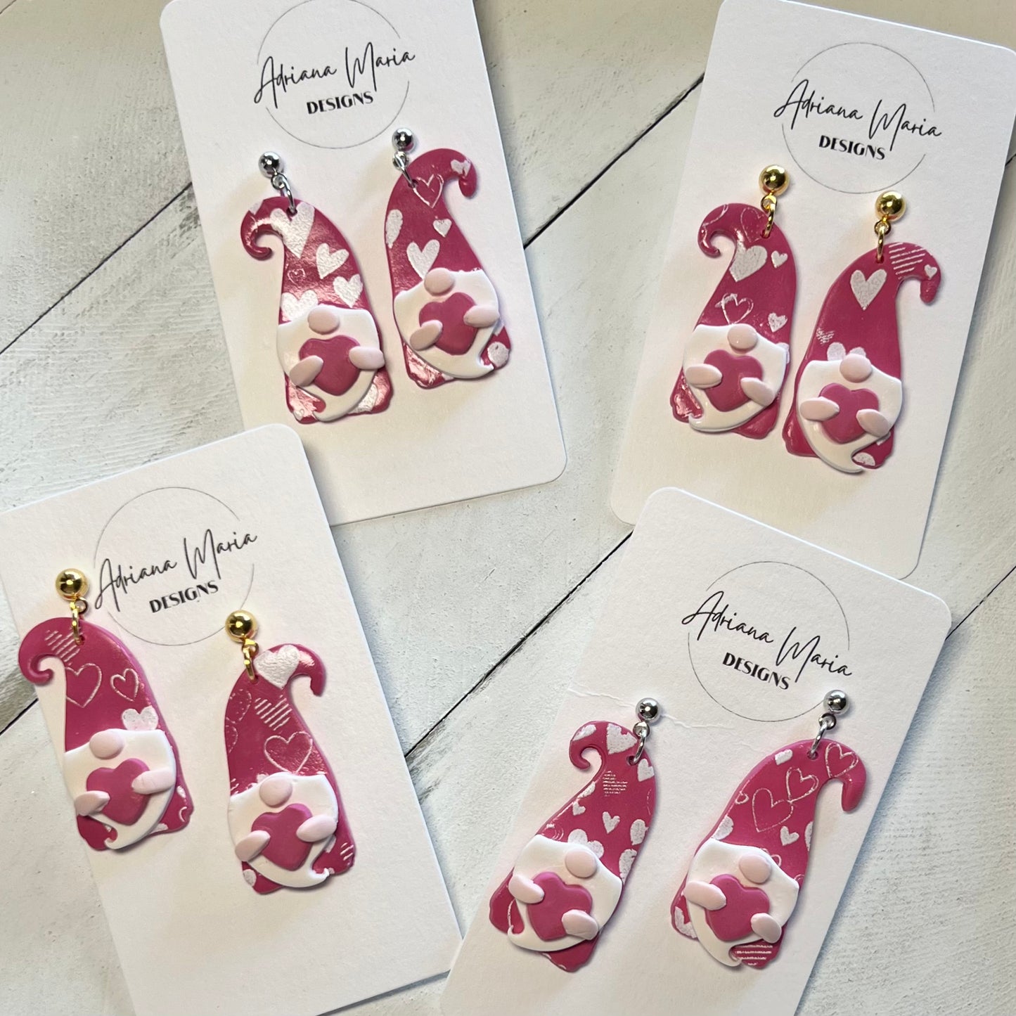 Heart Gnome Polymer Clay Earrings