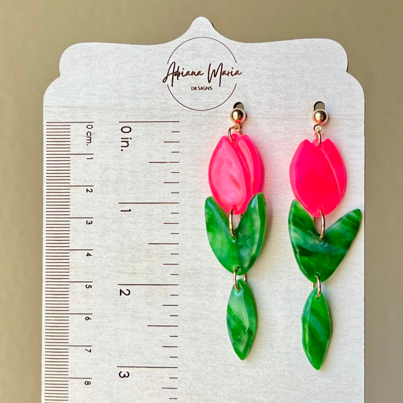 Marbled Tulip Polymer Clay Dangle Earrings