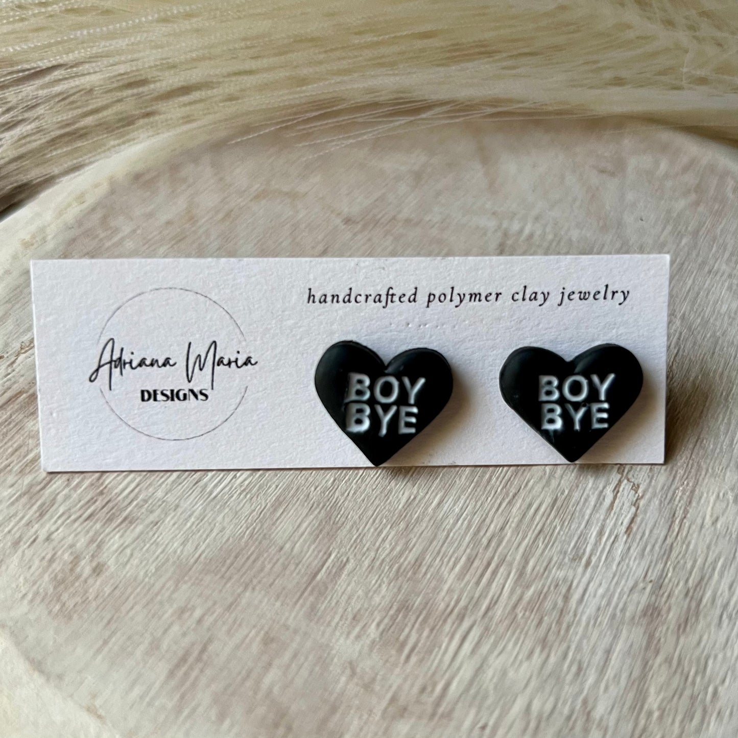 Anti-Valentines Day Conversation Hearts Polymer Clay Stud Earrings