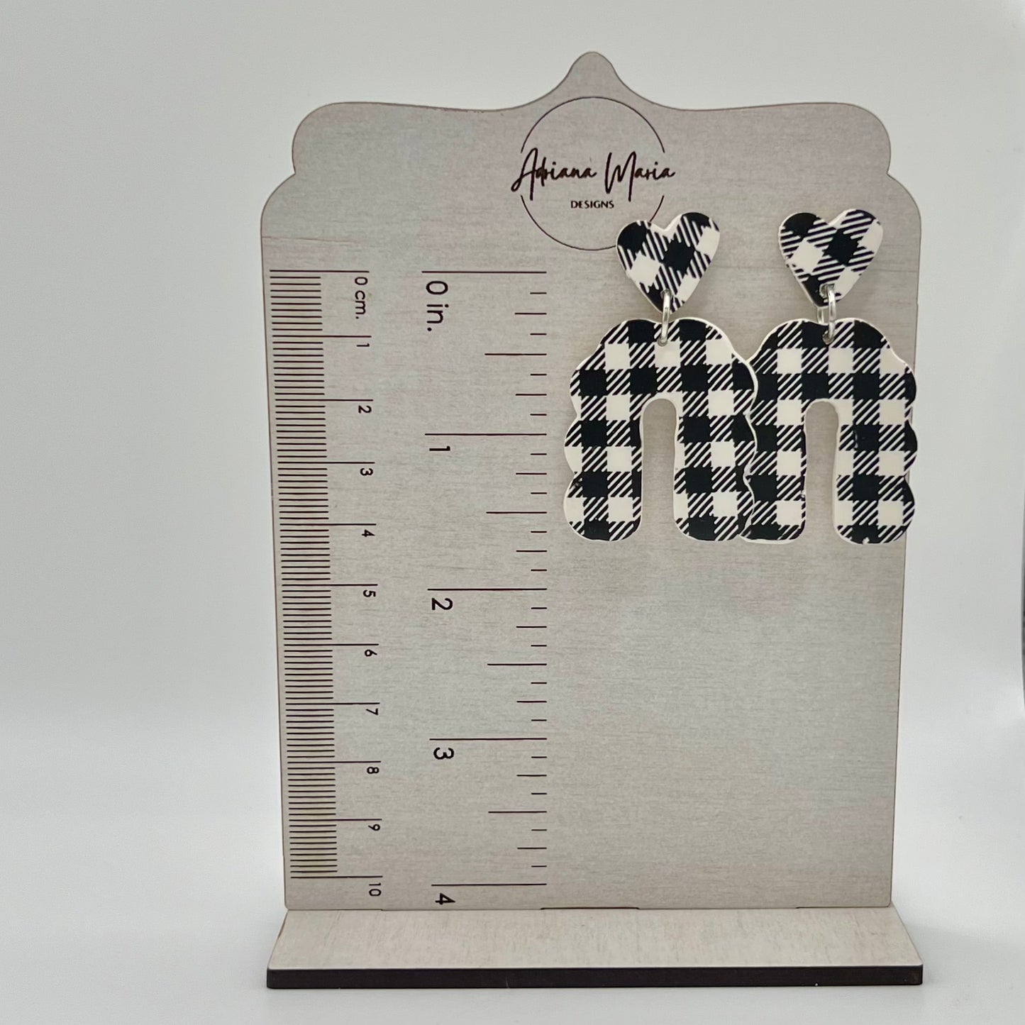 Black & White Gingham Arch Clay Earrings