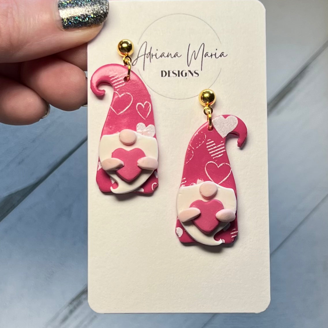 Heart Gnome Polymer Clay Earrings