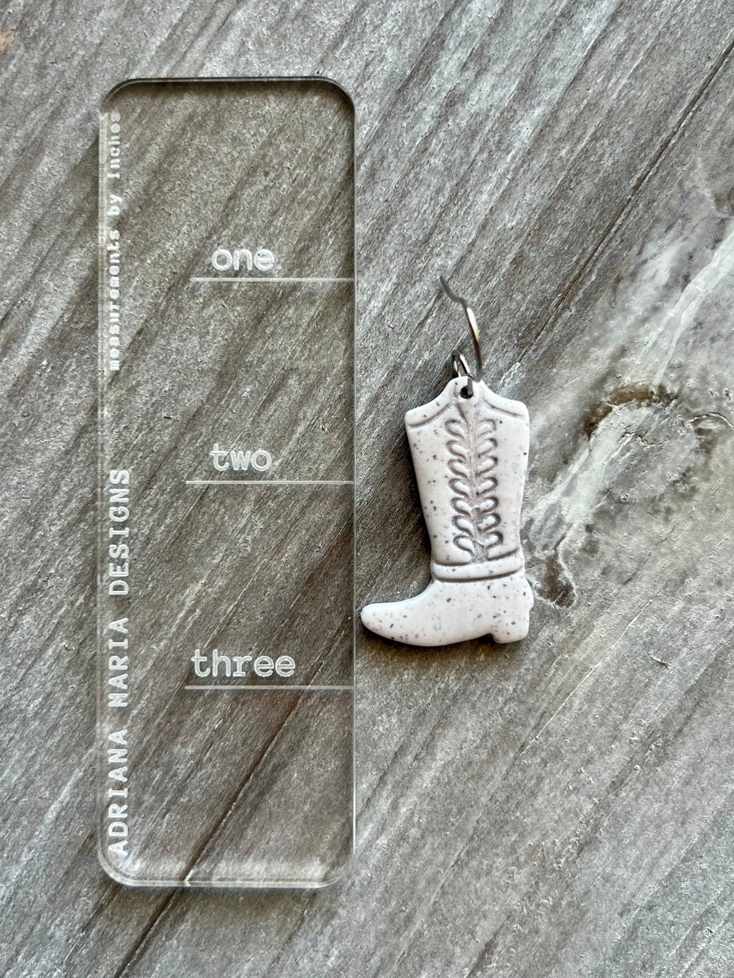 Colonial White Granite Cowboy Boots Polymer Clay Earrings
