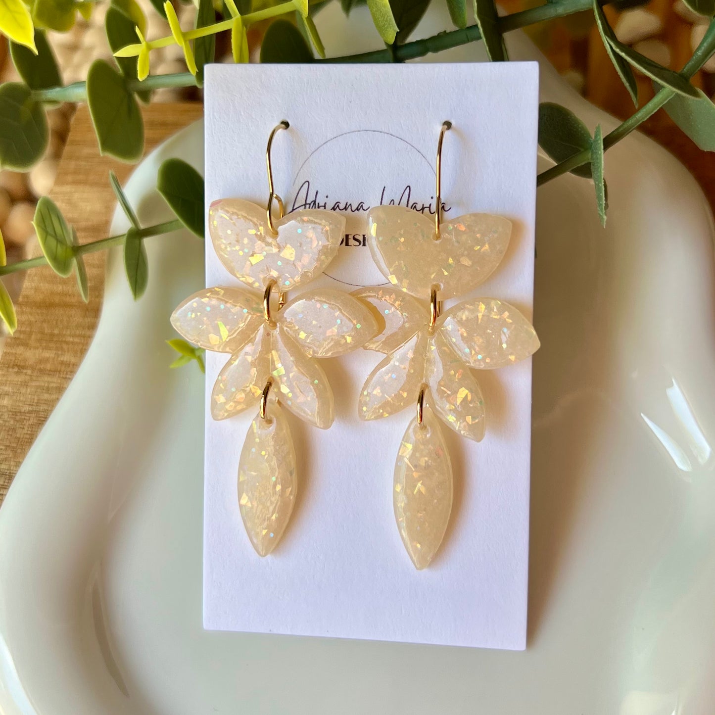 Opal Polymer Clay Statement Earrings