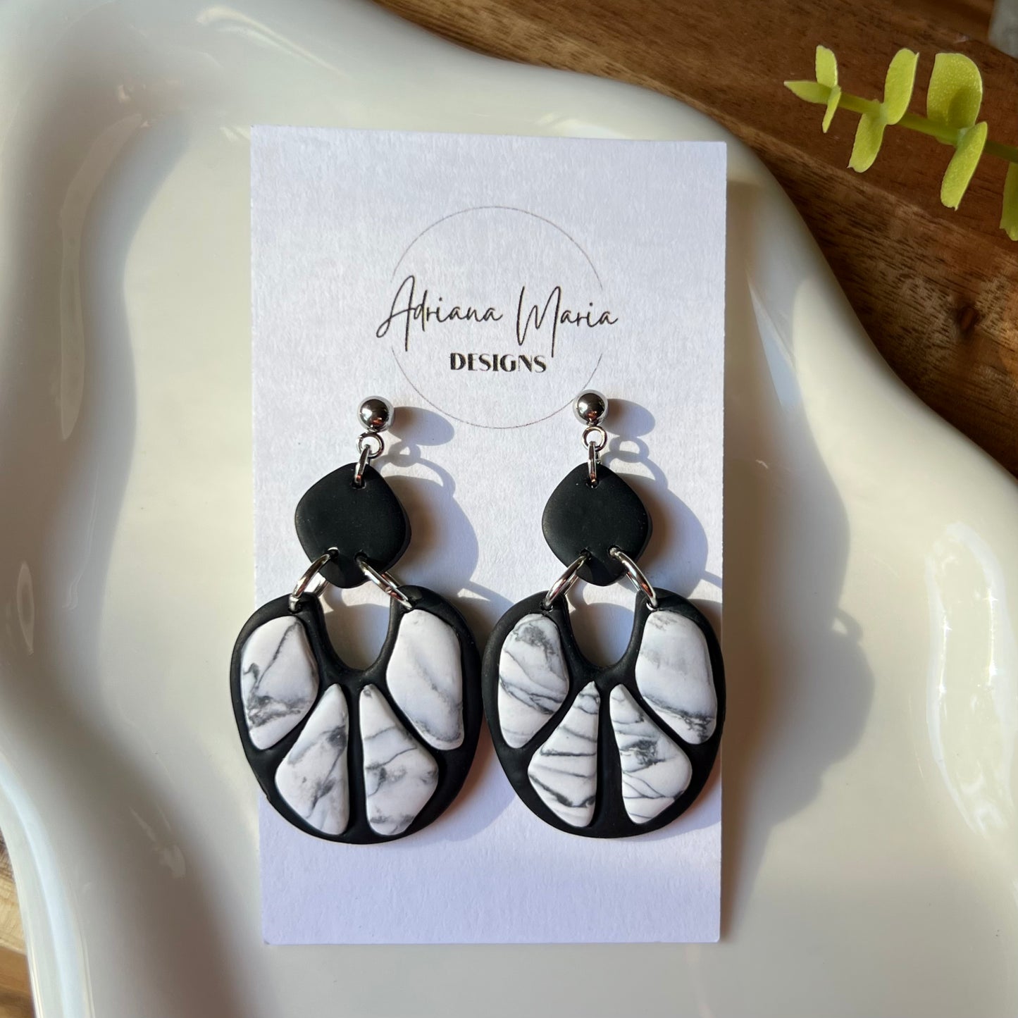 Howlite Bezel Polymer Clay Earrings