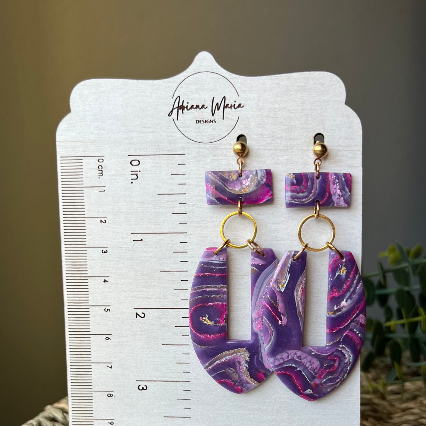 Dream In Purple: Agate Marbled Polymer Clay Statement Earrings