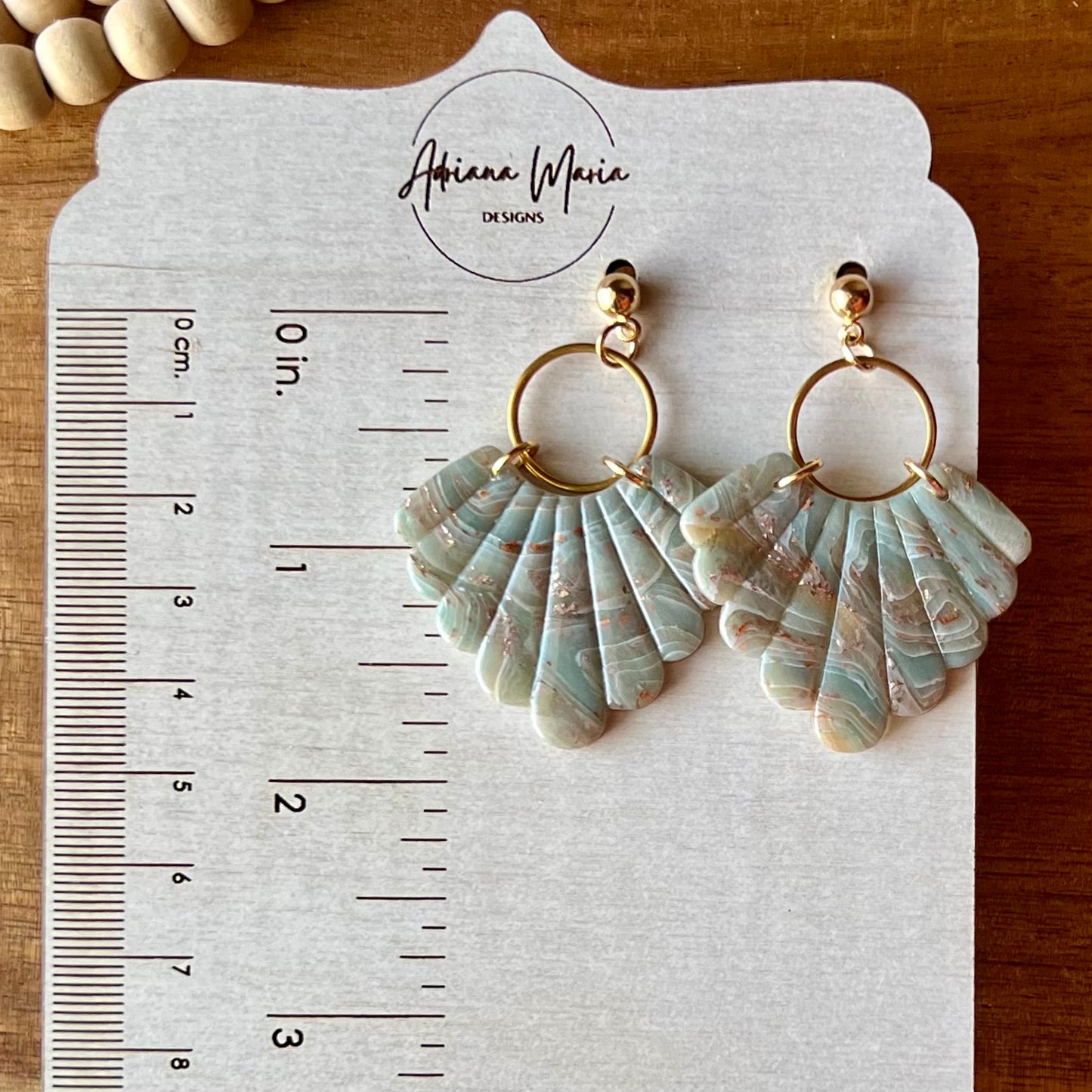 Ethereal Waves Collection: Scalloped Fan Polymer Clay Earrings