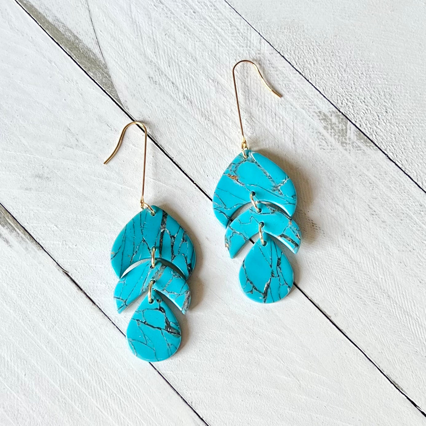 Turquoise Stone Inspired Polymer Clay Earrings