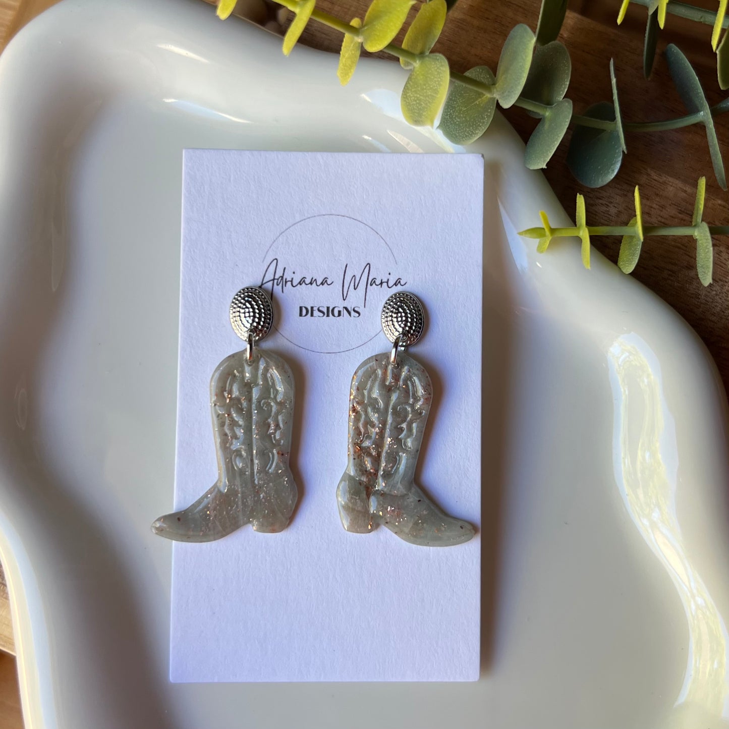 Ethereal Waves Collection: Cowgirl Boot Polymer Clay Earrings