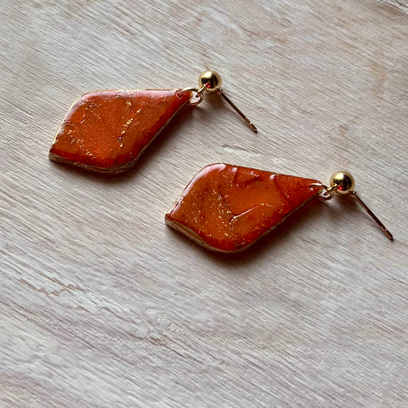 Red Marbled Polymer Clay Earrings