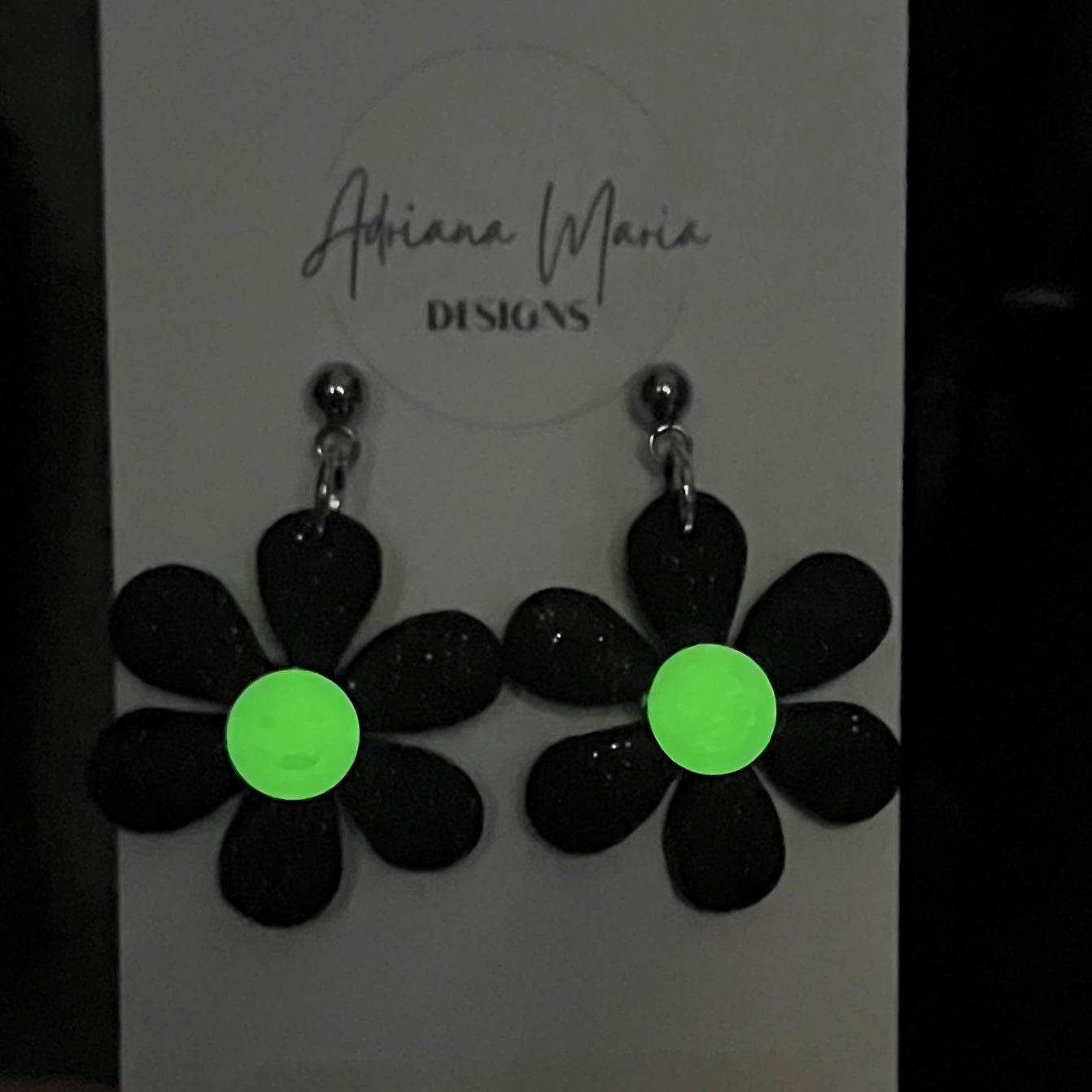 Glow in the Dark Pumpkin Face Flower Polymer Clay Earrings