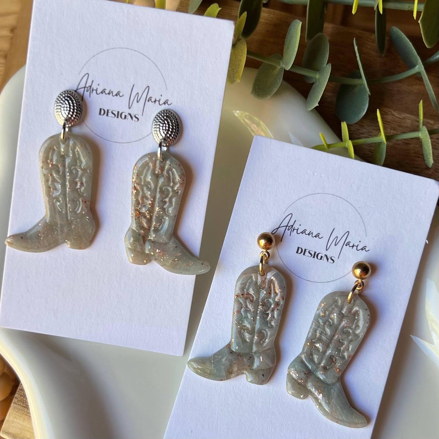 Ethereal Waves Collection: Cowgirl Boot Polymer Clay Earrings