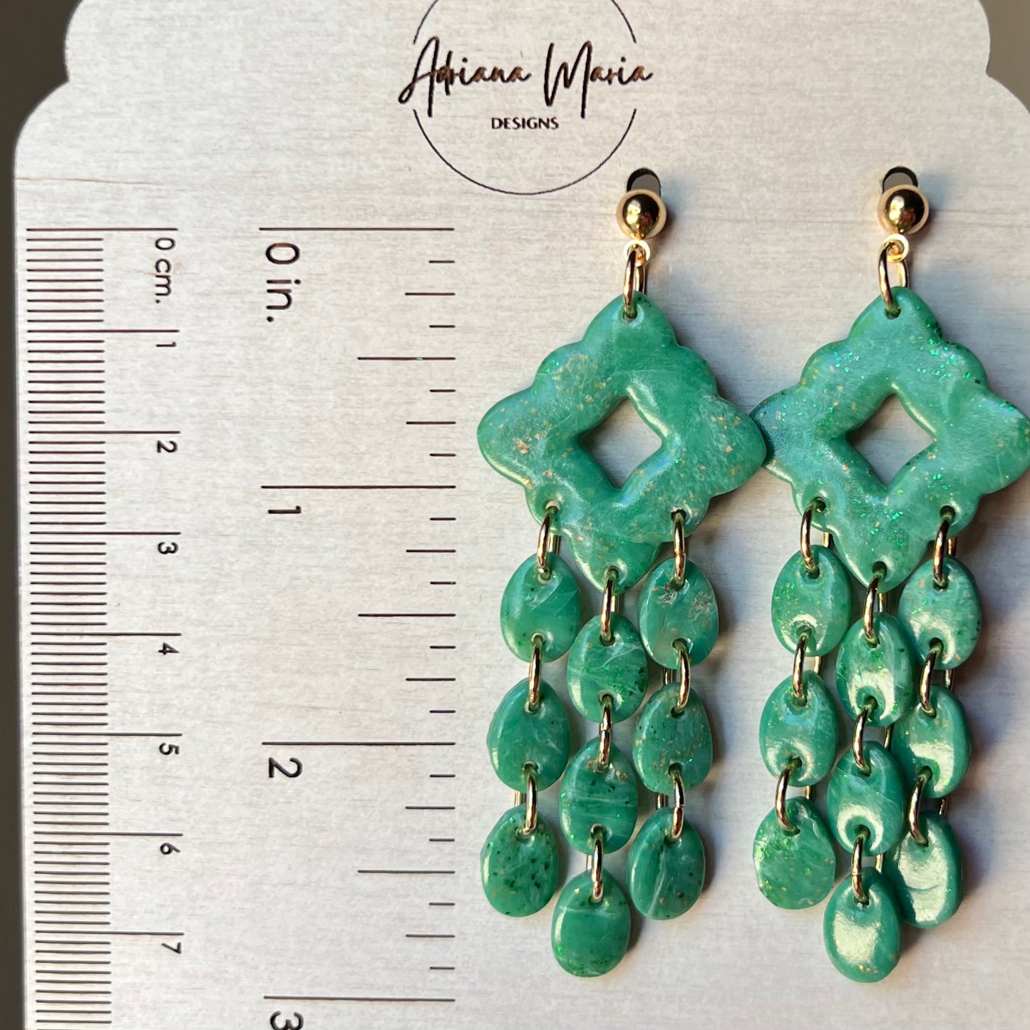 Emerald Green Marbled Polymer Clay Statement Earrings