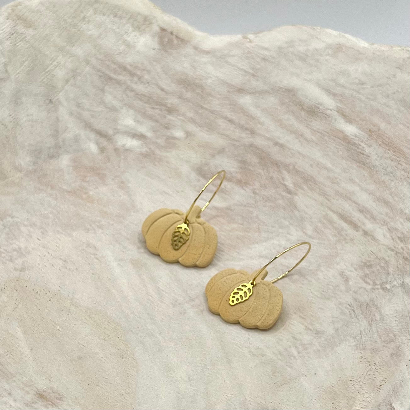 Pumpkin Polymer Clay Hoop Earrings