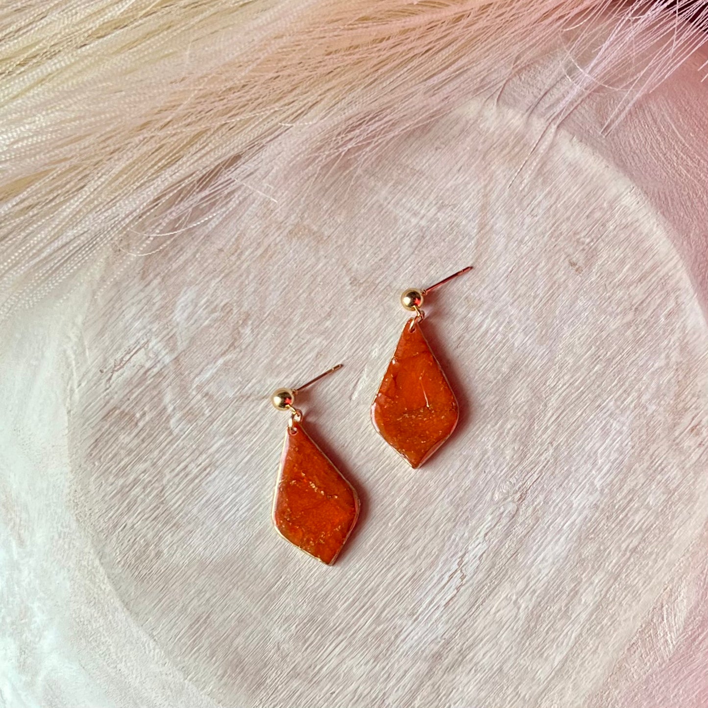 Red Marbled Polymer Clay Earrings