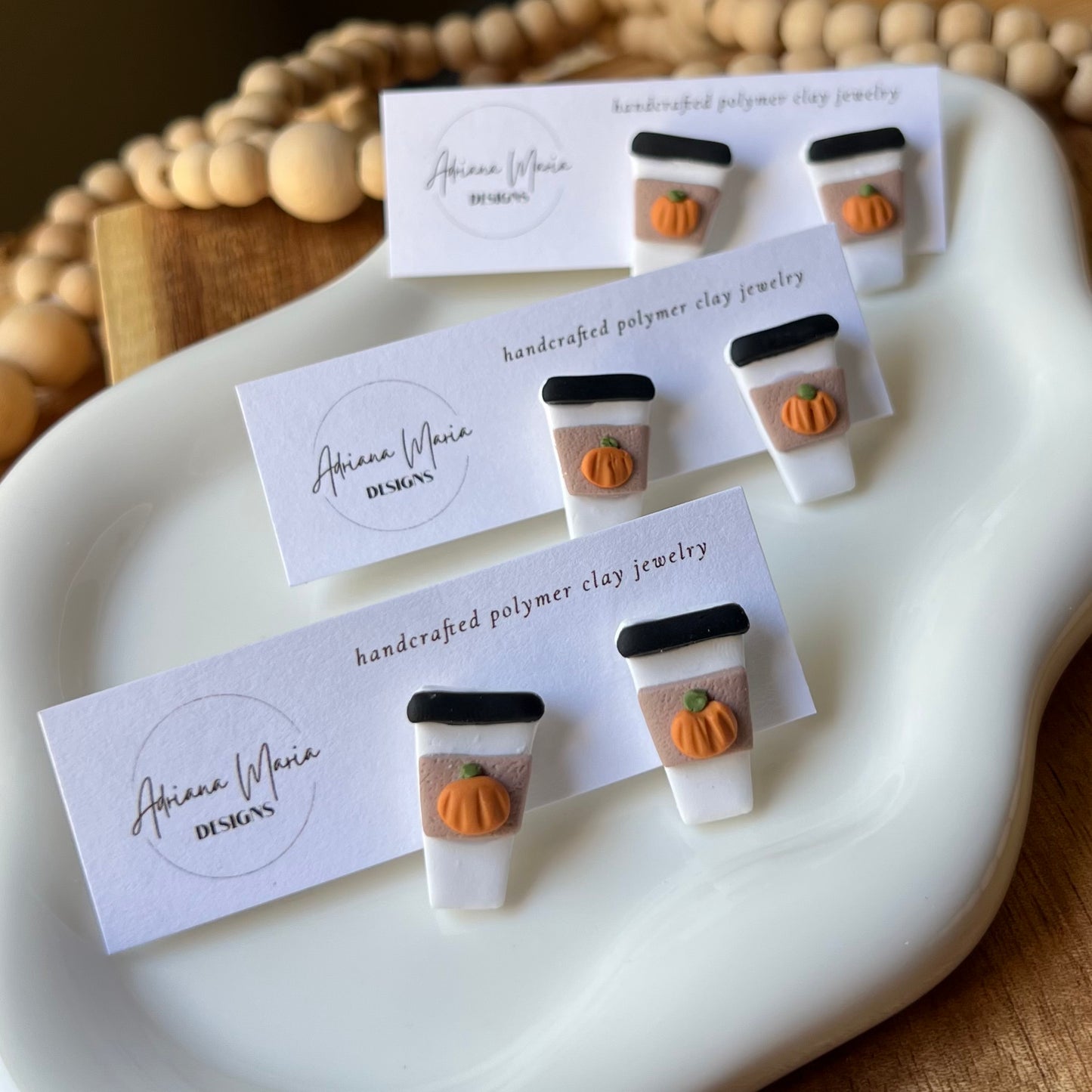 PSL Pumpkin Spice Latte Polymer Clay Stud Earrings