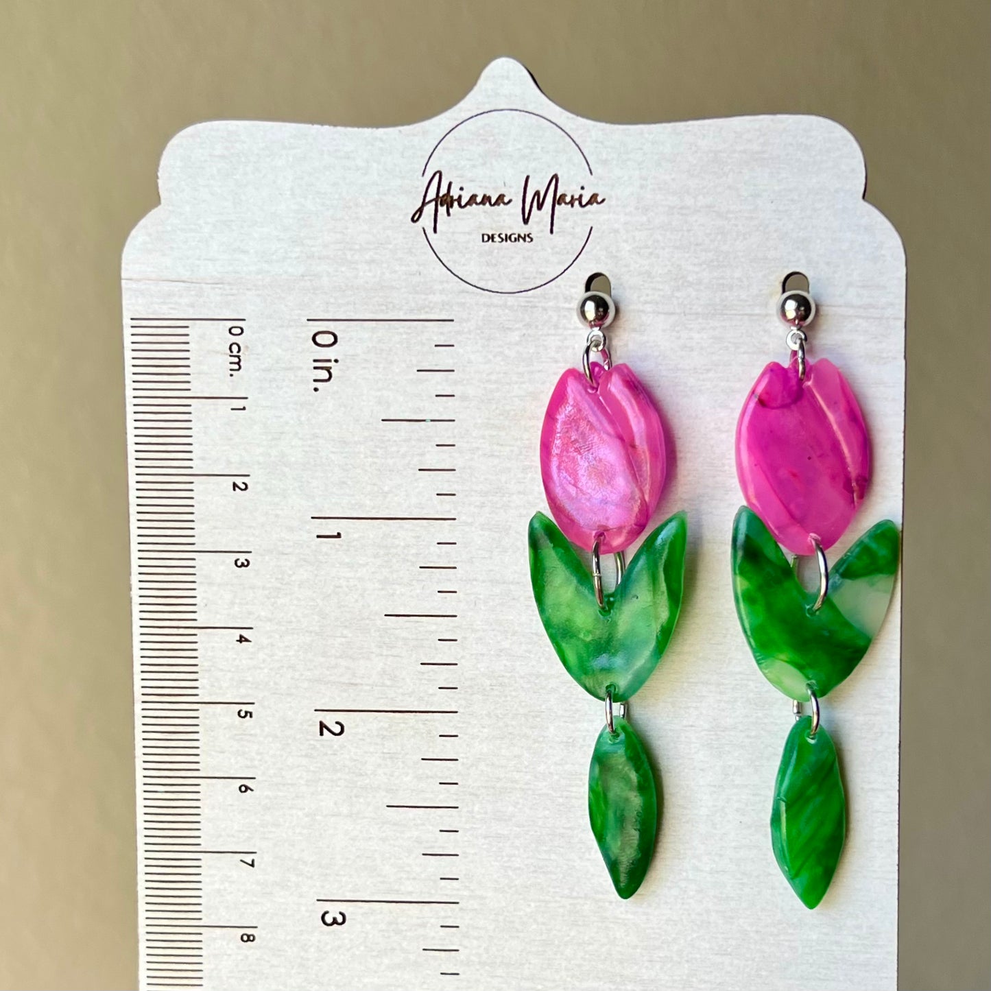 Marbled Tulip Polymer Clay Dangle Earrings