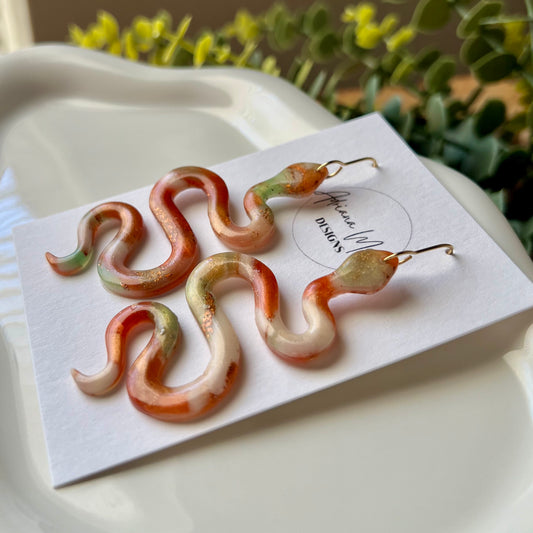 Earthen Glow Snake Polymer Clay Earrings