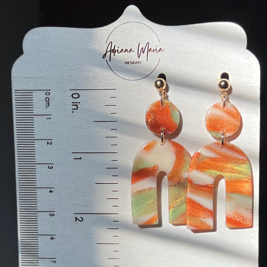 Earthen Glow Arch Polymer Clay Earrings