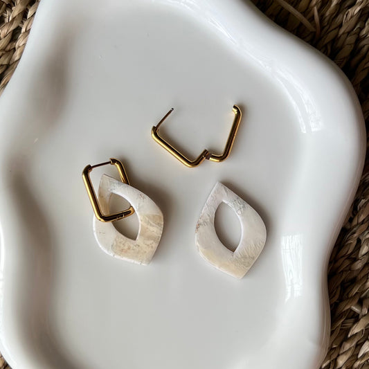 Neutral Clay Huggie Hoop Polymer Clay Earrings