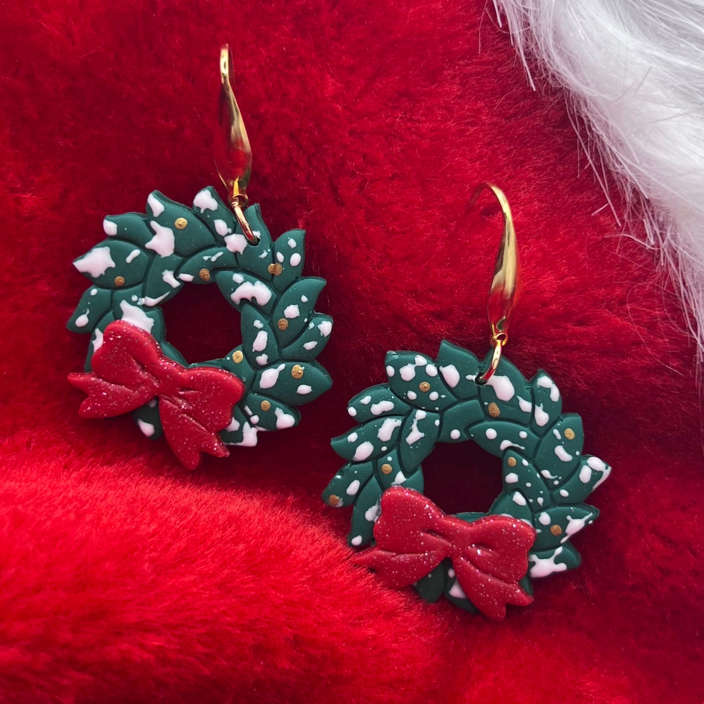 Christmas Wreath Polymer Clay Earrings