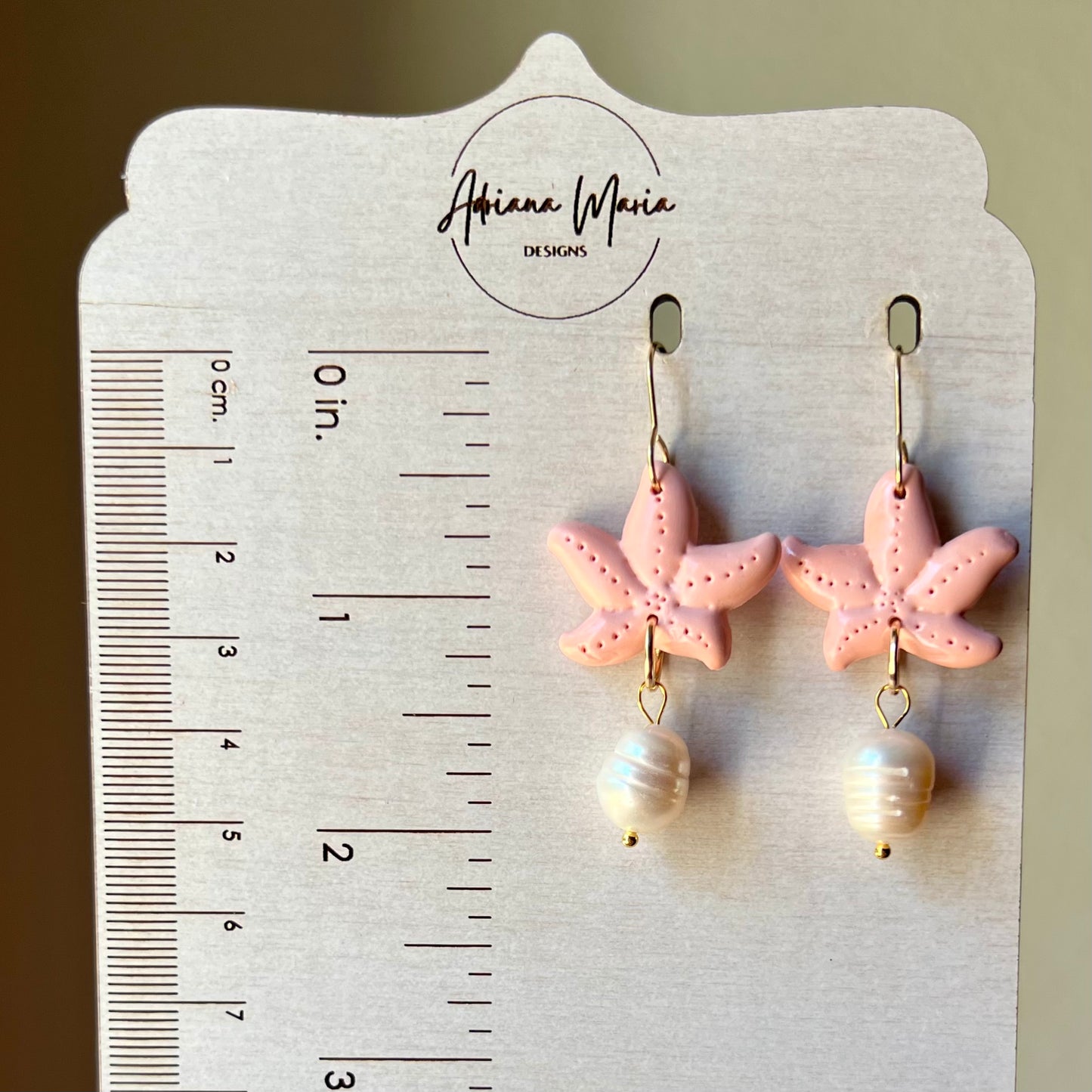 Starfish & Freshwater Pearl Polymer Clay Earrings