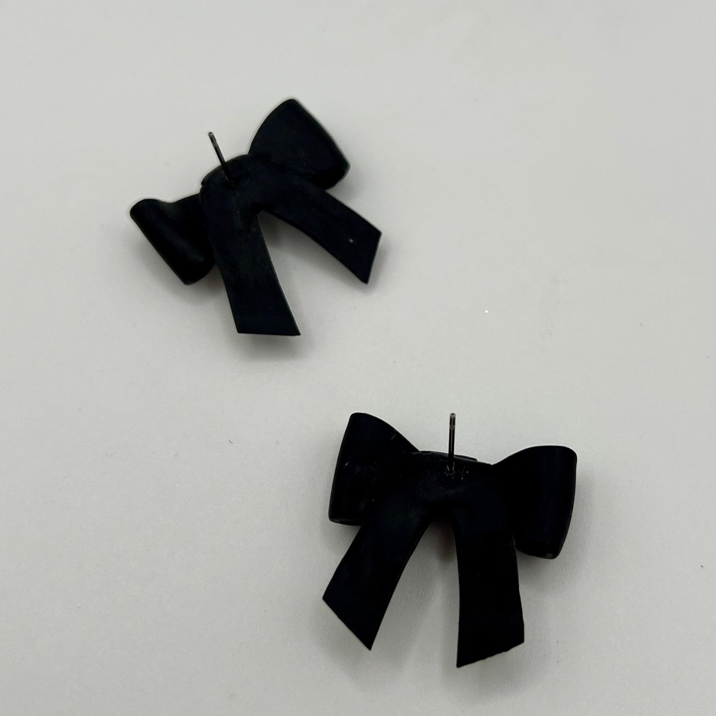 Black Bow Polymer Clay Stud Earrings