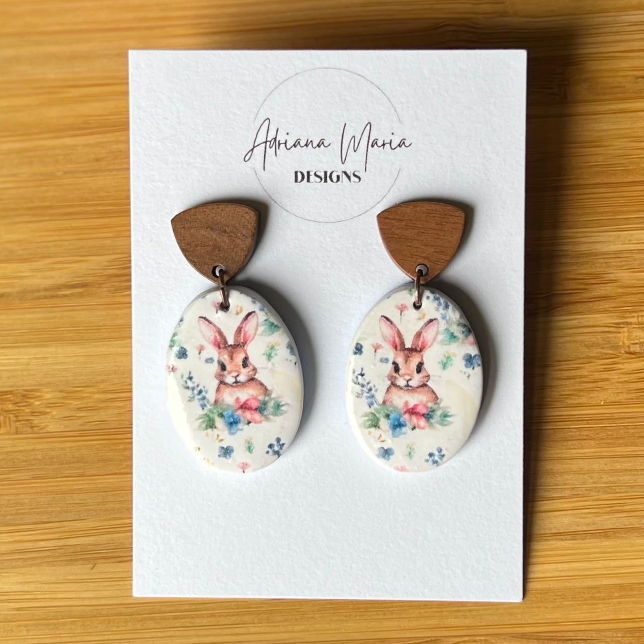 Bunny Floral Polymer Clay Earrings