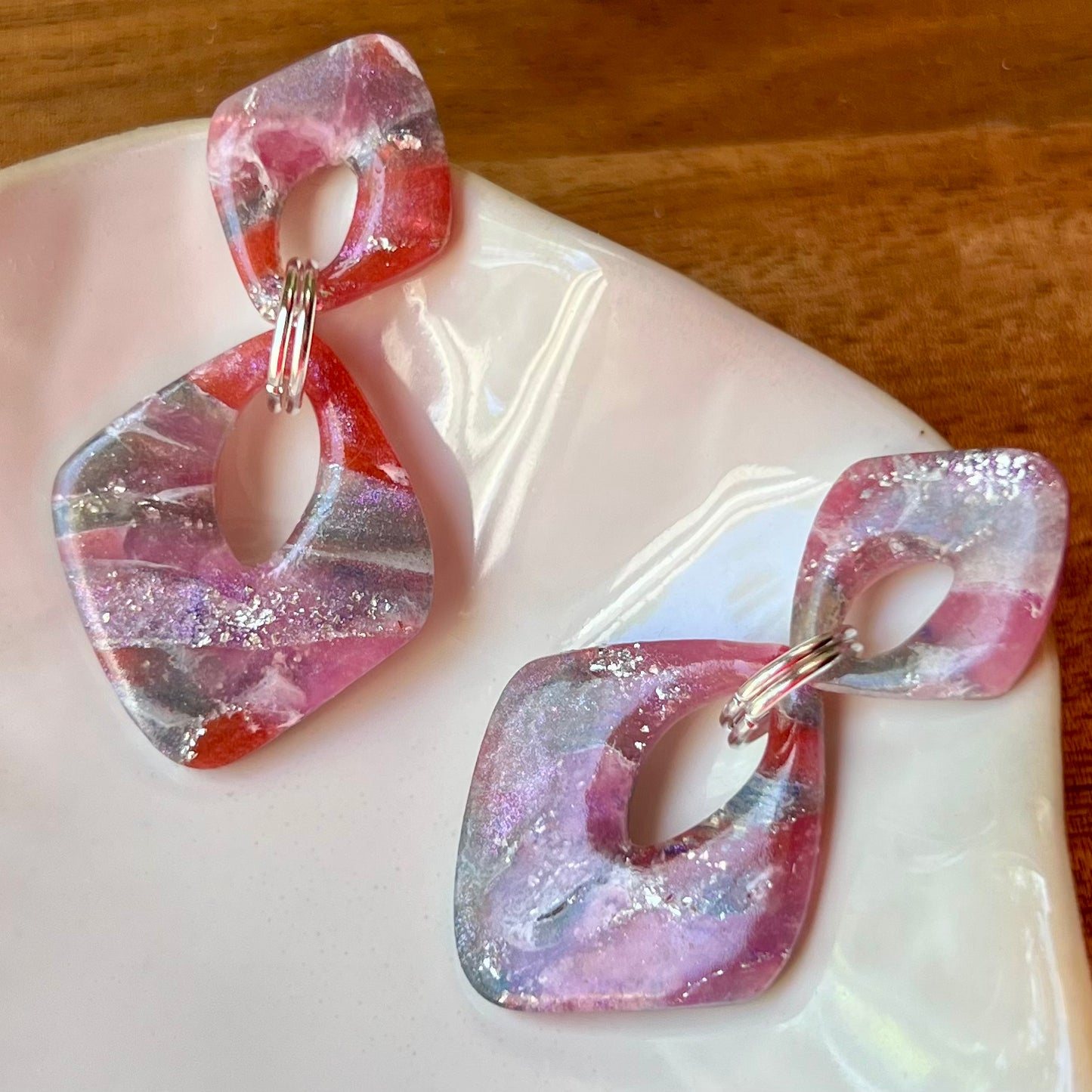 Rosso Marble Polymer Clay Earrings