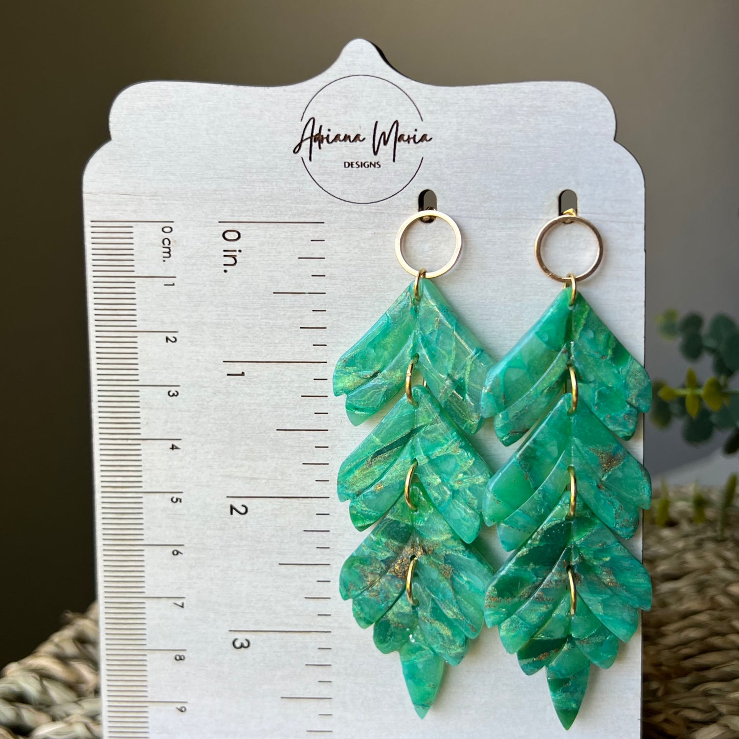 Emerald Green Translucent Polymer Clay Statement Earrings