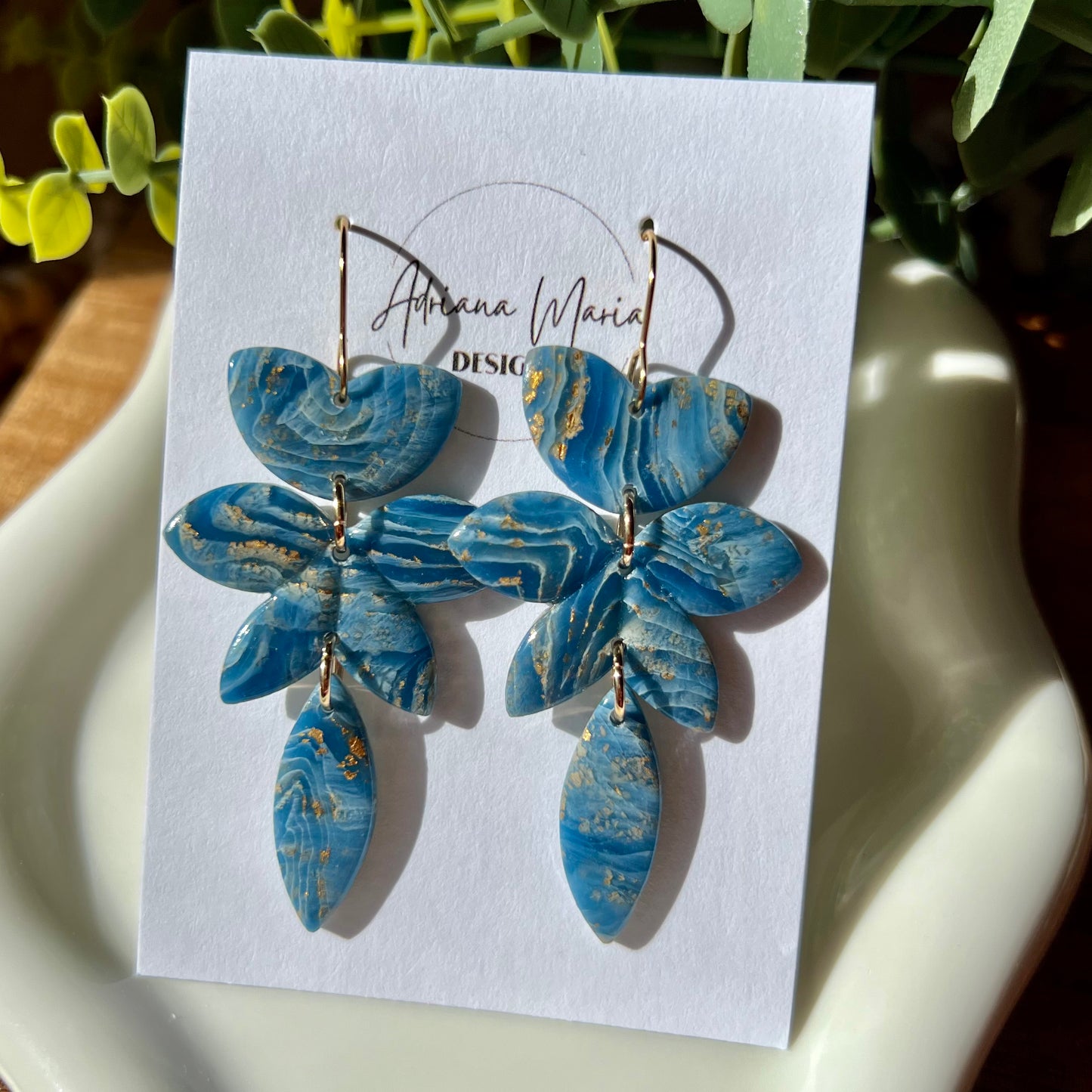 Blue Agate Polymer Clay Earrings