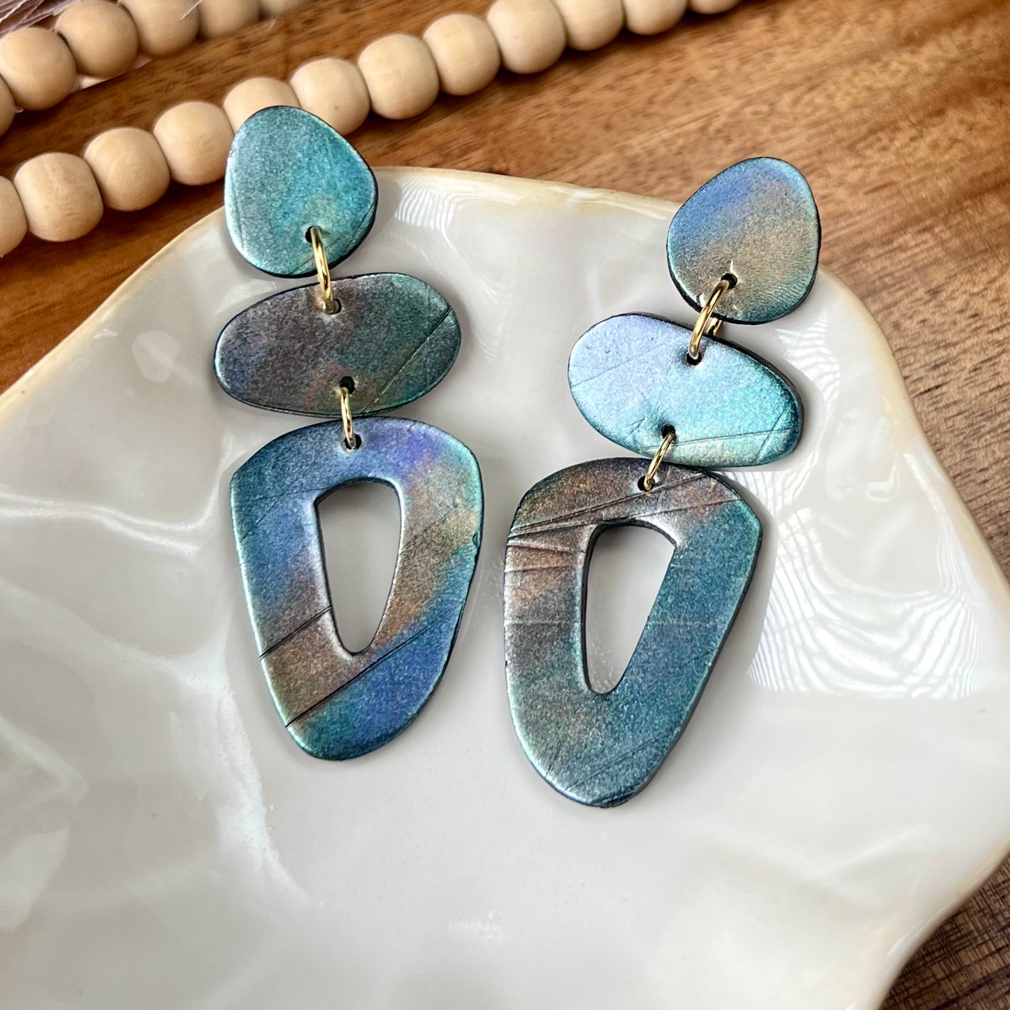 Mica Painted Polymer Clay Earrings