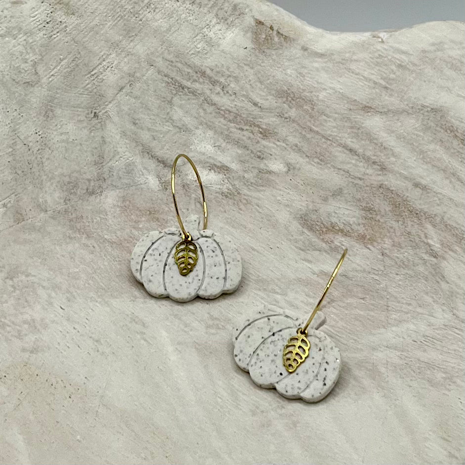 Pumpkin Polymer Clay Hoop Earrings
