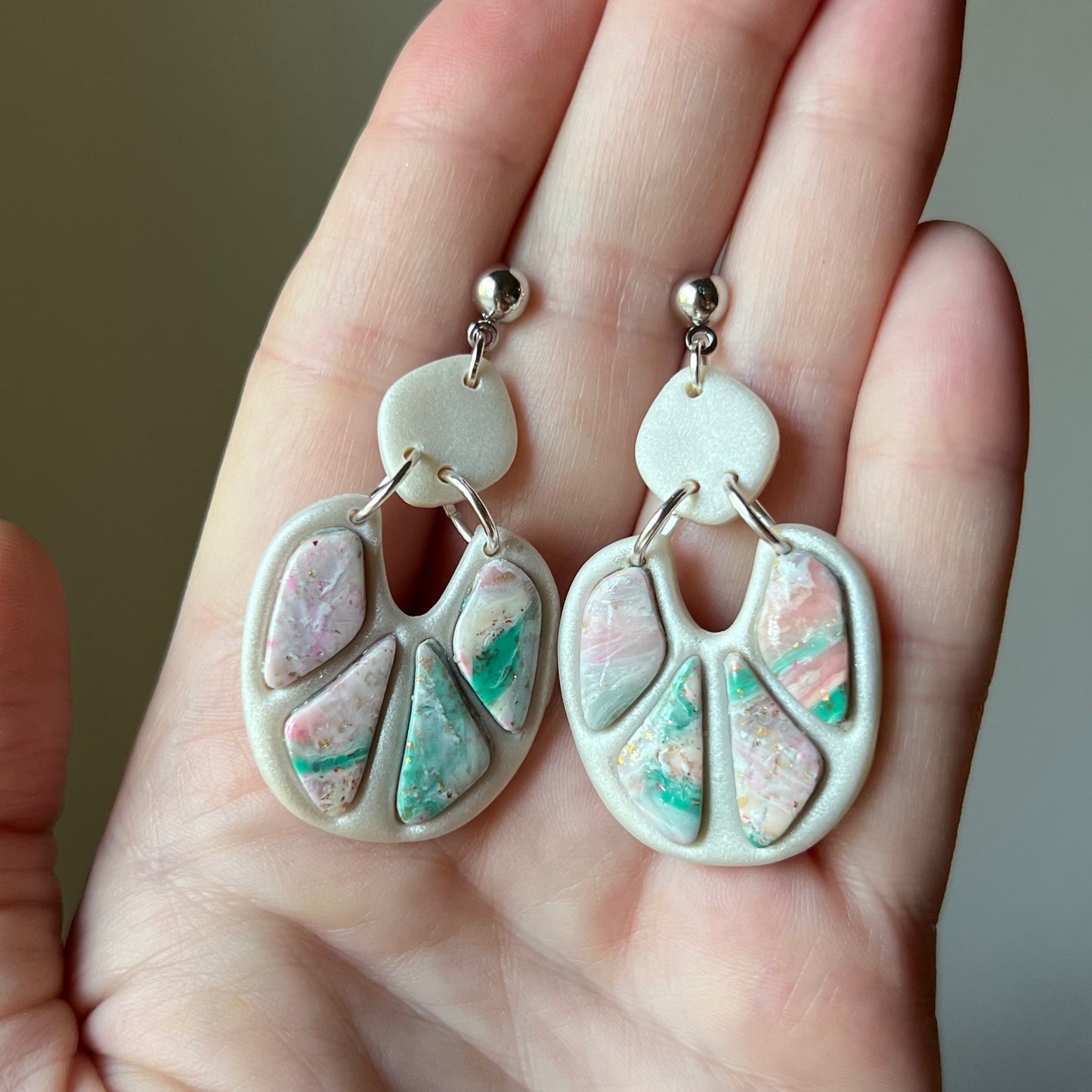 Marbled Bezel Polymer Clay Earrings