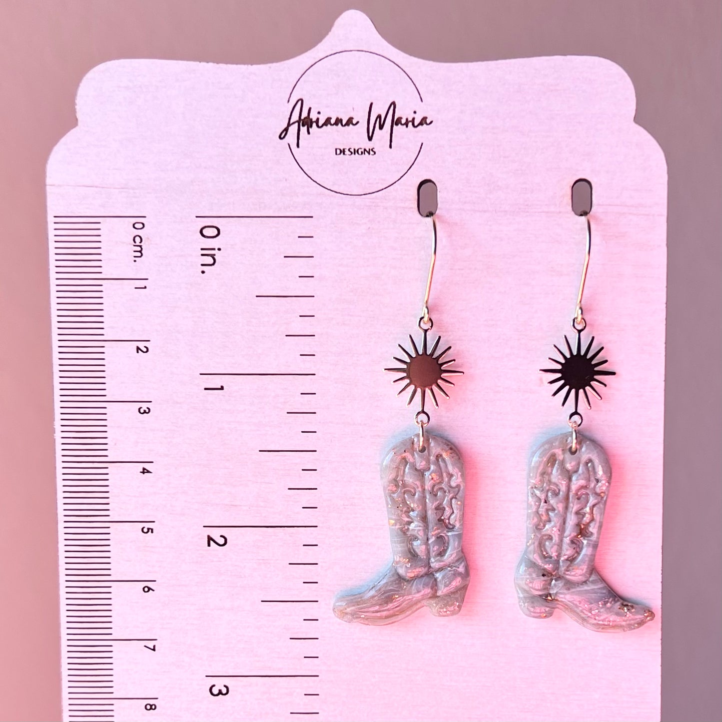 Ethereal Waves Collection: Cowgirl Sunburst Boot Polymer Clay Earrings